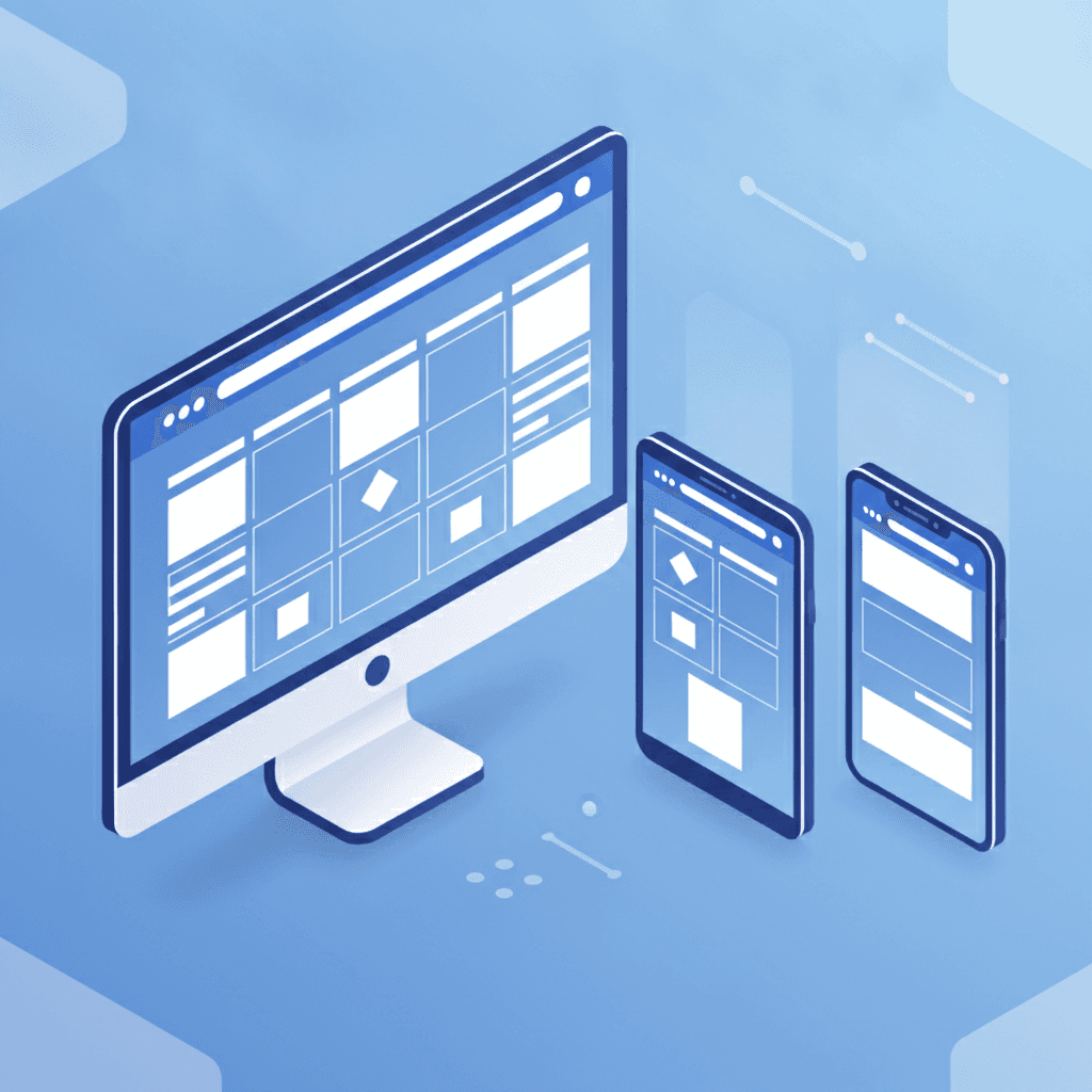AI generated: Responsive web design illustration showing responsive grid system on multiple de